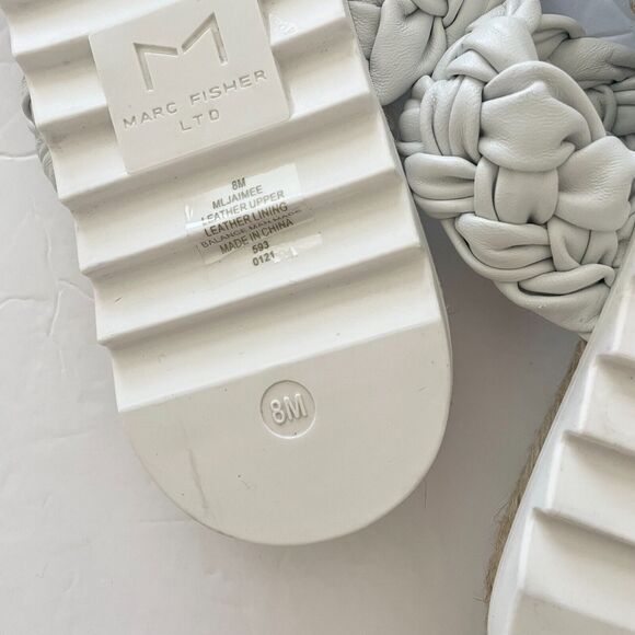 Marc Fisher Jaimee Espadrille Slide White Braided Woven Leather Sandals 8M - Picture 8 of 10